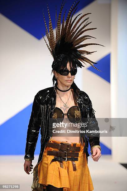 Musician Joan Jett attends the 8th annual "Dressed To Kilt" Charity Fashion Show at M2 Ultra Lounge on April 5, 2010 in New York City.