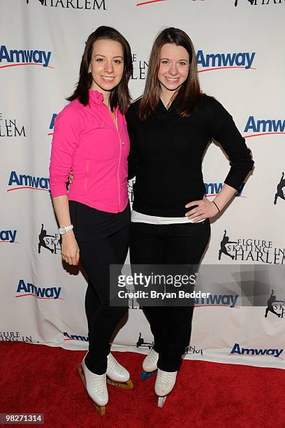 Figure skaters Sarah Hughes and Emily Hughes attend the Figure Skating in Harlem's 2010 Skating with the Stars benefit gala in Central Park on April...