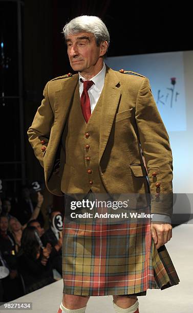 Actor Sam Waterston walks the runway at the 8th annual "Dressed To Kilt" Charity Fashion Show presented by Glenfiddich at M2 Ultra Lounge on April 5,...