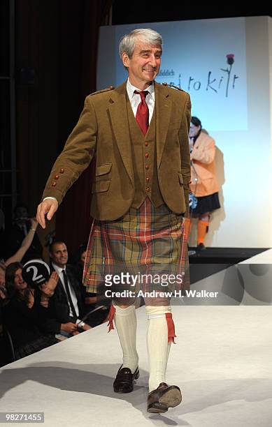 Actor Sam Waterston walks the runway at the 8th annual "Dressed To Kilt" Charity Fashion Show presented by Glenfiddich at M2 Ultra Lounge on April 5,...