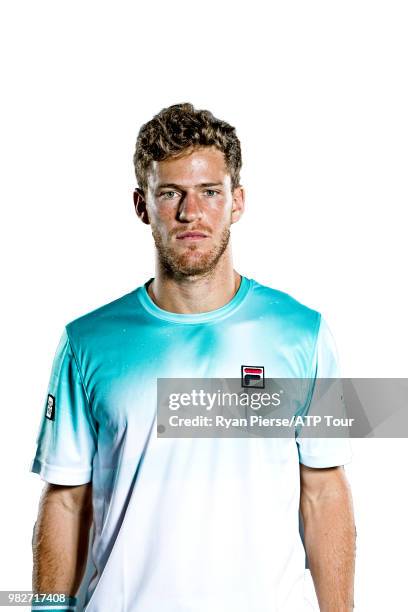 Diego Schwartzman of Argentina poses for portraits during the Australian Open at Melbourne Park on January 12, 2018 in Melbourne, Australia.