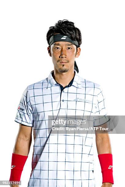 Yuichi Sugita of Japan poses for portraits during the Australian Open at Melbourne Park on January 13, 2018 in Melbourne, Australia.