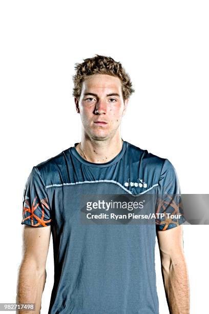Jan-Lennard Struff of Germany poses for portraits during the Australian Open at Melbourne Park on January 14, 2018 in Melbourne, Australia.