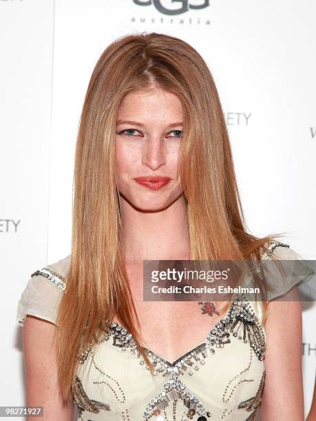 Model Heide Lindgren attends the Cinema Society with UGG & Suffolk County Film Commission host a screening of "Paper Man" at the Crosby Street Hotel...