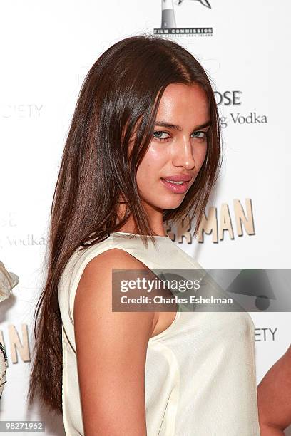 Sports Illustrated swimsuit model Irina Shayk attends the Cinema Society with UGG & Suffolk County Film Commission host a screening of "Paper Man" at...