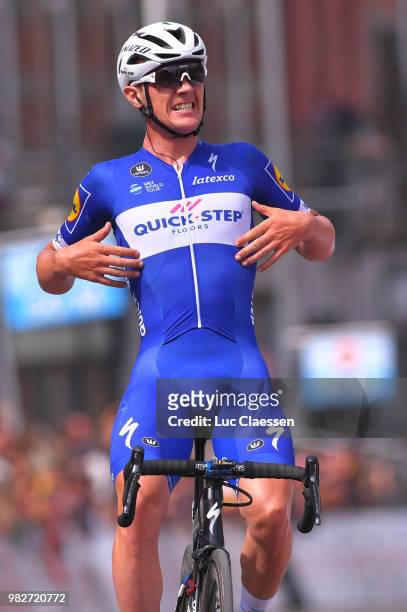Arrival / Yves Lampaert of Belgium and Team Quick-Step Floors / Celebration / during the 119th Belgian Road Championship 2018, Elite Men a 223,6km...