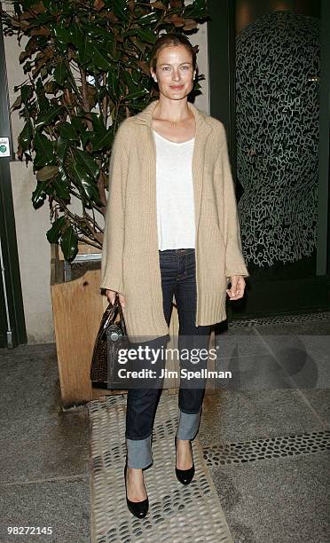 Model Carolyn Murphy attends the Cinema Society with UGG & Suffolk County Film Commission's screening of "Paper Man" at the Crosby Street Hotel on...