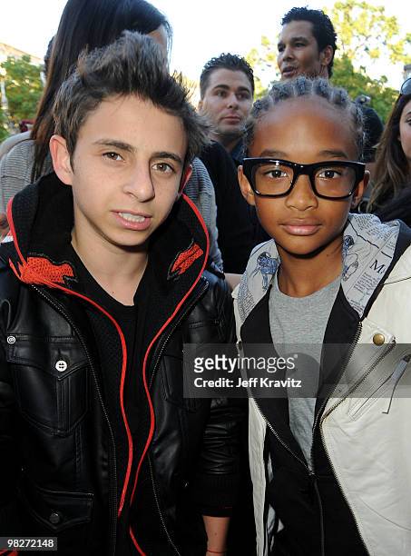 Actors Moises Arias and Willow Smith arrive to the Los Angeles premiere of "The Perfect Game" in the Pacific Theaters at the Grove on April 5, 2010...