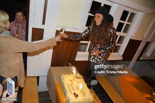 Christine Neubauer celebrates her 56th birthday during the 'Winnetou und das Geheimnis der Felsenburg' premiere on June 23, 2018 in Bad Segeberg,...