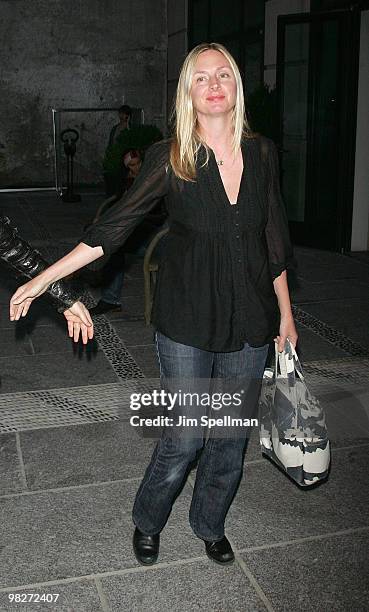 Actress Hope Davis attends the Cinema Society with UGG & Suffolk County Film Commission's screening of "Paper Man" at the Crosby Street Hotel on...