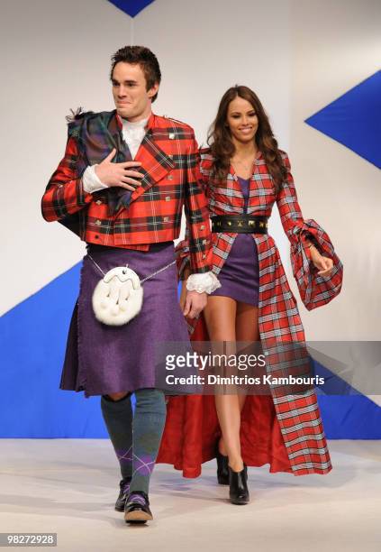 Rugby Player Thom Evans walks the runway at the 8th annual "Dressed To Kilt" Charity Fashion Show at M2 Ultra Lounge on April 5, 2010 in New York...