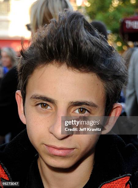 Actor Moises Arias arrives to the Los Angeles premiere of "The Perfect Game" in the Pacific Theaters at the Grove on April 5, 2010 in Los Angeles,...