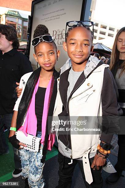 Willow Smith and Jaden Smith at IndustryWorks' Premiere of 'The Perfect Game' at the Grove on April 04, 2010 in Los Angeles, California.