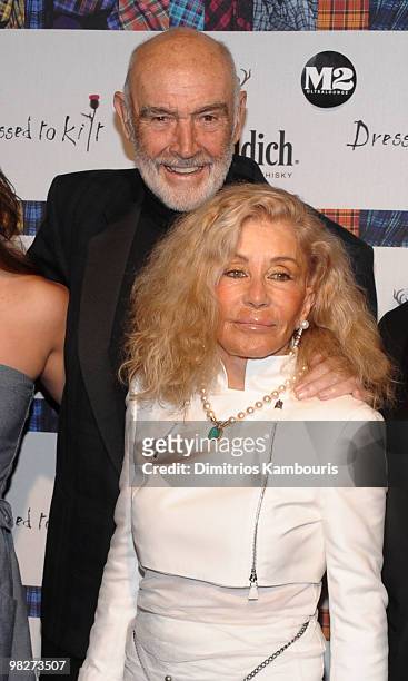 Sean Connery and Micheline Connery attend the 8th annual "Dressed To Kilt" Charity Fashion Show at M2 Ultra Lounge on April 5, 2010 in New York City.
