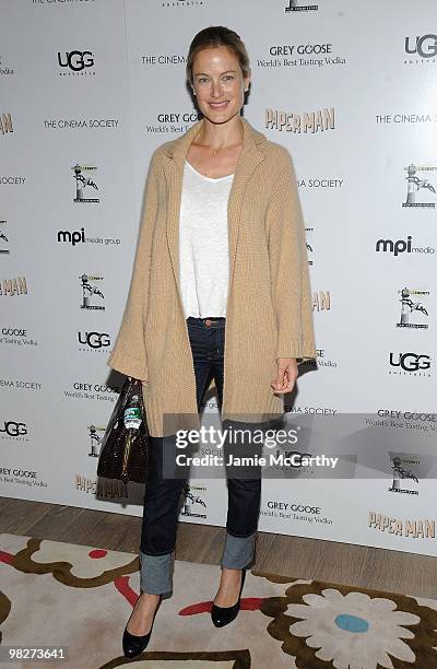 Carolyn Murphy attends the Cinema Society with UGG & Suffolk County Film Commission's screening of "Paper Man" at the Crosby Street Hotel on April 5,...