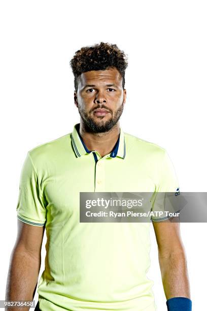Jo-Wilfried Tsonga of France poses for portraits during the Australian Open at Melbourne Park on January 13, 2018 in Melbourne, Australia.