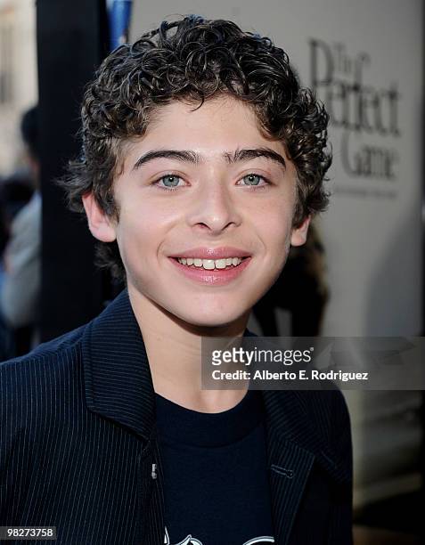 Actor Ryan Ochoa arrives at the premiere of IndustryWorks' "The Perfect Game" on April 5, 2010 in Los Angeles, California.
