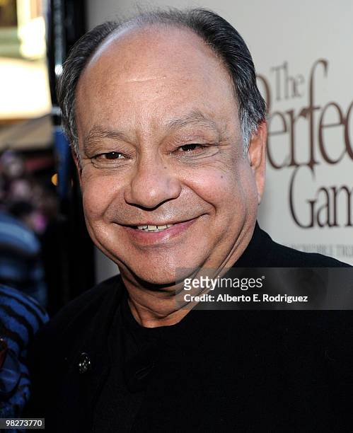 Actor Cheech Marin arrives at the premiere of IndustryWorks' "The Perfect Game" on April 5, 2010 in Los Angeles, California.