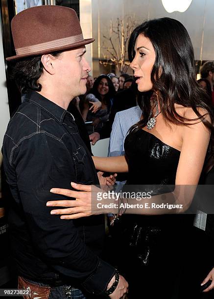 Actor Clifton Collins Jr. And actress Patricia Manterola at the premiere of IndustryWorks' "The Perfect Game" on April 5, 2010 in Los Angeles,...
