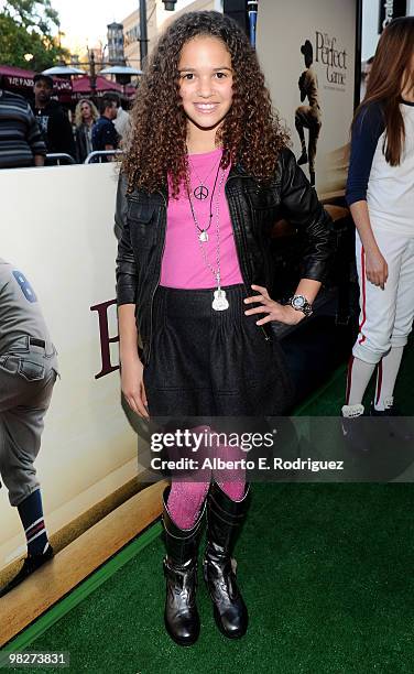 Actress Madison Pettis arrives at the premiere of IndustryWorks' "The Perfect Game" on April 5, 2010 in Los Angeles, California.