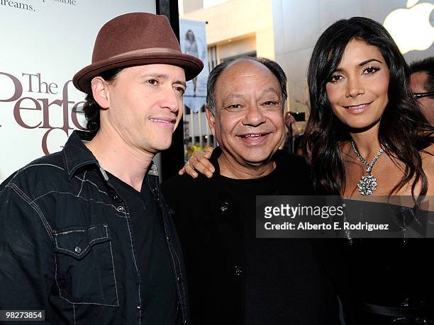 Actor Clifton Collins Jr., actor Cheech Marin and actress Patricia Manterola at the premiere of IndustryWorks' "The Perfect Game" on April 5, 2010 in...