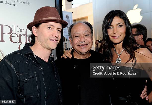 Actor Clifton Collins Jr., actor Cheech Marin and actress Patricia Manterola at the premiere of IndustryWorks' "The Perfect Game" on April 5, 2010 in...