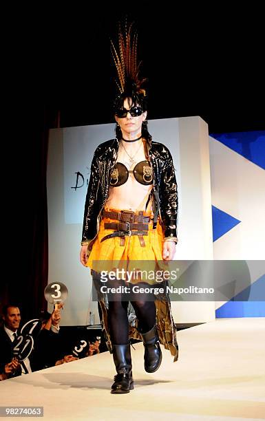 Joan Jett attends the 8th annual "Dressed To Kilt" Charity Fashion Show at M2 Ultra Lounge on April 5, 2010 in New York City.