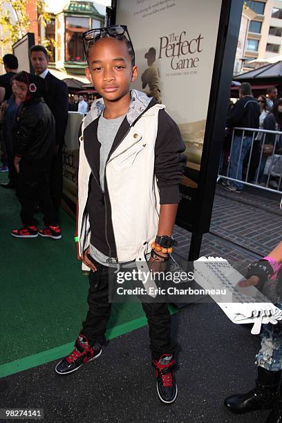 Jaden Smith at IndustryWorks' Premiere of 'The Perfect Game' at the Grove on April 04, 2010 in Los Angeles, California.