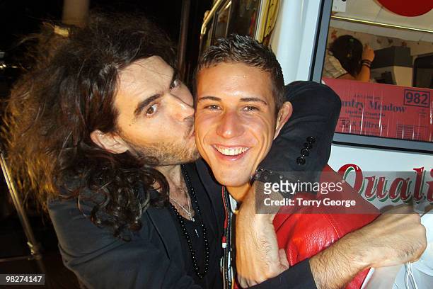 Russell Brand with Daniel Brought Mr Gay UK 2007 at The Flamingo in Blackpool, England.