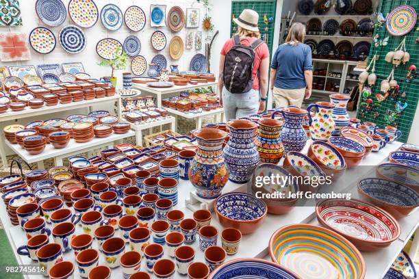 Portugal, Lisbon, Castelo quarter, Souvenir shop with traditional terracotta pottery.