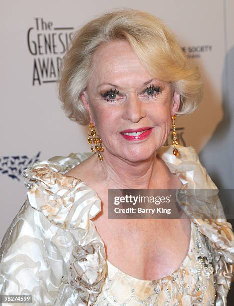 Actress Tippi Hedren arrives at the 24th Genesis Awards held at The Beverly Hilton Hotel on March 20, 2010 in Beverly Hills, California.