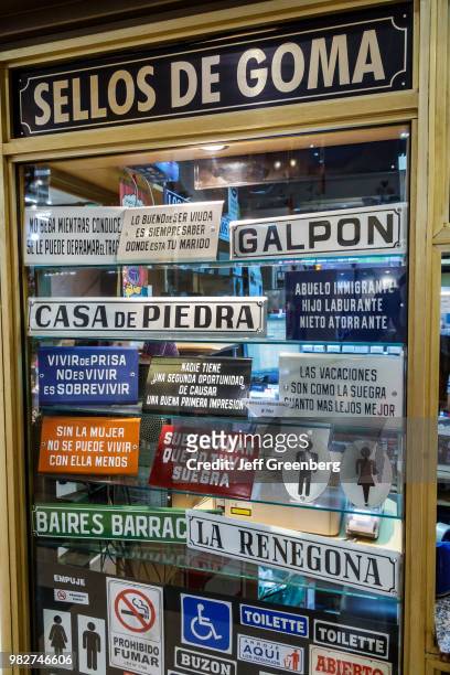 Argentina, Buenos Aires, Galeria Guemes, Sellos de Goma, sign shop.