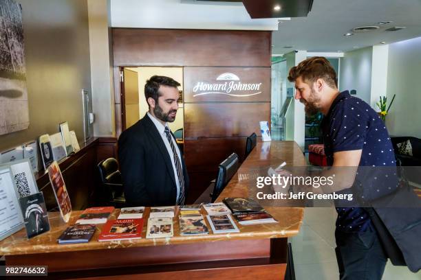 Argentina, Buenos Aires, Howard Johnson Hotel Boutique Recoleta, guest check in, lobby.