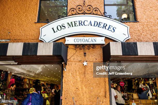 Mexico City, Los Mercaderes, shopping arcade exterior sign.