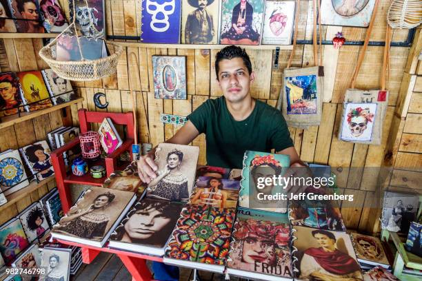 Mexico City, Jardin Centenario, Casa del Artesano, Craftsman House notebook vendor.