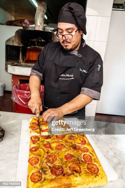 Mexico City, Jardin Centenario, Ave Maria Ristorante, chef at work.