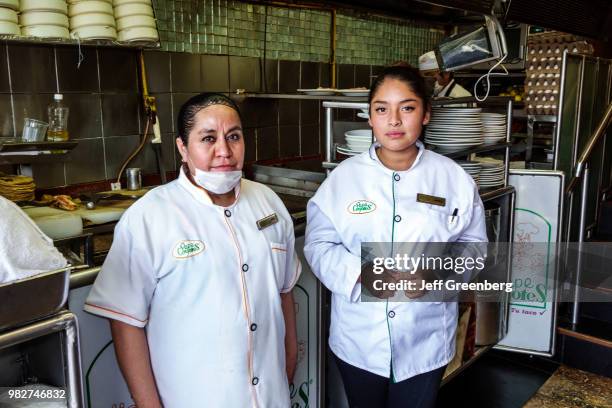 Mexico City, Coyoacan, Del Carmen, Pepe Coyotes, restaurant kitchen staff.