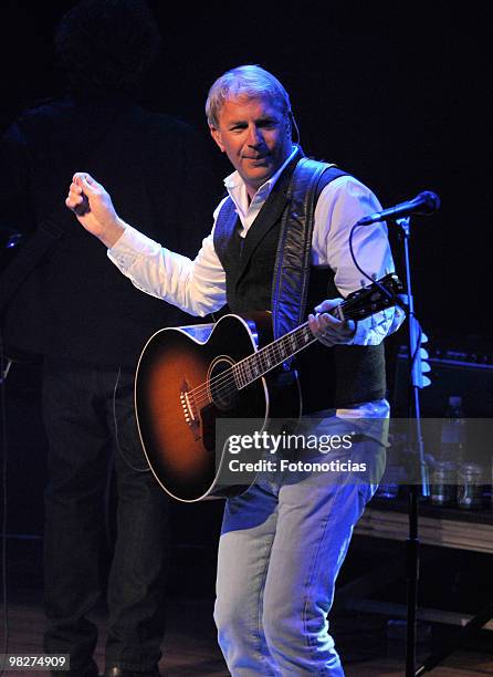 Kevin Costner and his Modern West Band perform at the Palacio de Congresos on February 20, 2010 in Madrid, Spain.