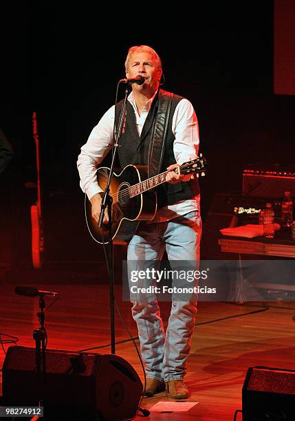 Kevin Costner and his Modern West Band perform at the Palacio de Congresos on February 20, 2010 in Madrid, Spain.