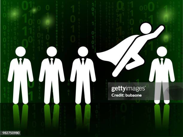 business leadership and success on binary code black background - virtual launch stock illustrations
