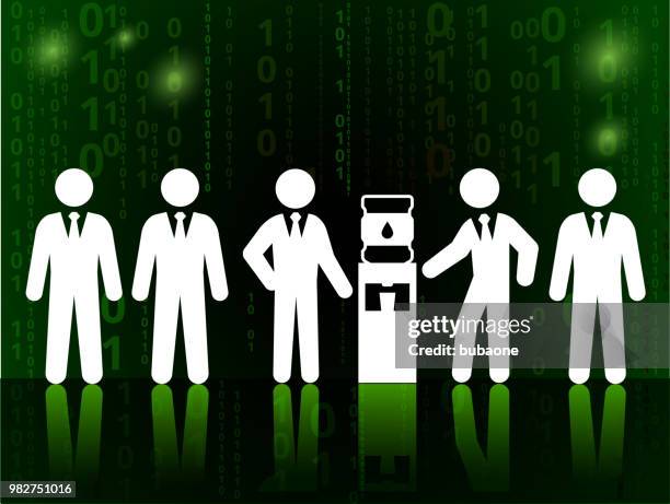 business and office environment on binary code black background - black man vr stock illustrations