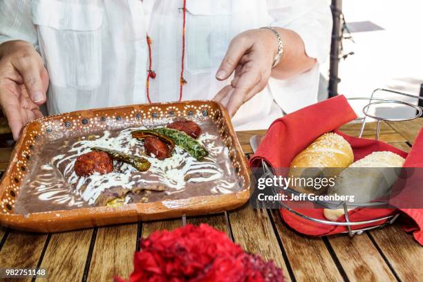 Mexico City, Jardin Centenario, Ave Maria Ristorante, refried beans and enchiladas.