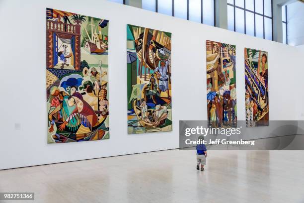 Portugal, Lisbon, Sao Sebastiao, Museu Calouste Gulbenkian, Partida de emigrants, tapestry.