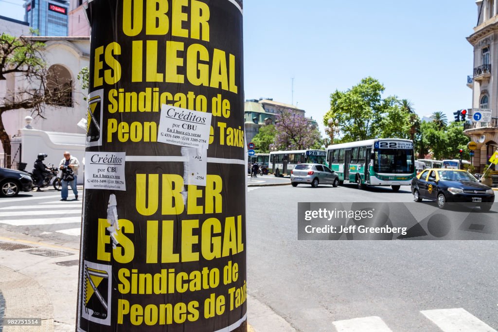 Argentina, Buenos Aires, Plaza de Mayo, protest anti Uber poster