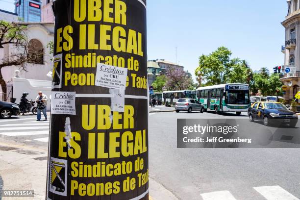 Argentina, Buenos Aires, Plaza de Mayo, protest anti Uber poster.
