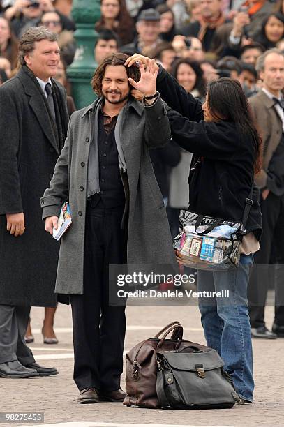 Actor Johnny Depp is seen at the Piazzale della Stazione, filming on location for "The Tourist" on March 17, 2010 in Venice, Italy.