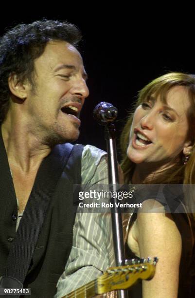Bruce Springsteen and wife Patti Scialfa perform on stage at Ahoy on October 22nd 2002 in Rotterdam, Netherlands.