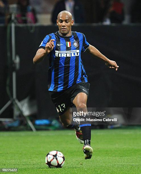 Sisenando Maicon Douglas of FC Internazionale Milano in action during the UEFA Champions League Quarter Finals, First Leg match between FC...