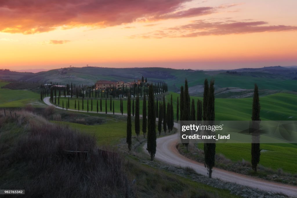 Tuscan sunset, Val D'orcia, Siena, Tuscany, Italy