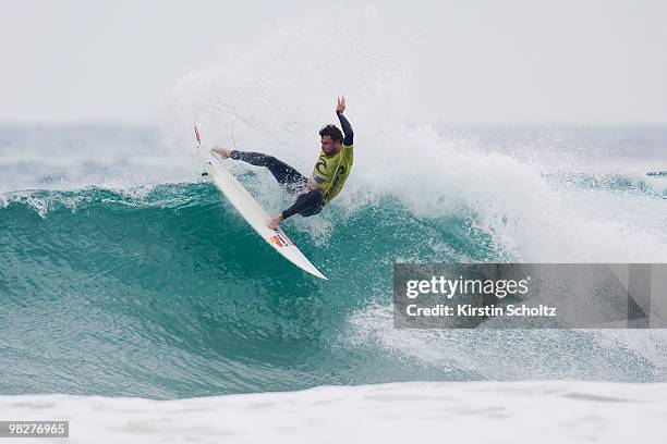 Dane Reynolds of the United States of America surfs in the Rip Curl Pro on April 6, 2010 in Bells Beach, Australia.